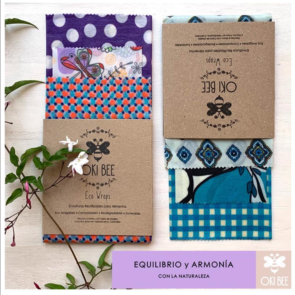 Set 3 Envolturas Reutilizables con Cera de Abejas OKIBEE - El Anaquel Verde